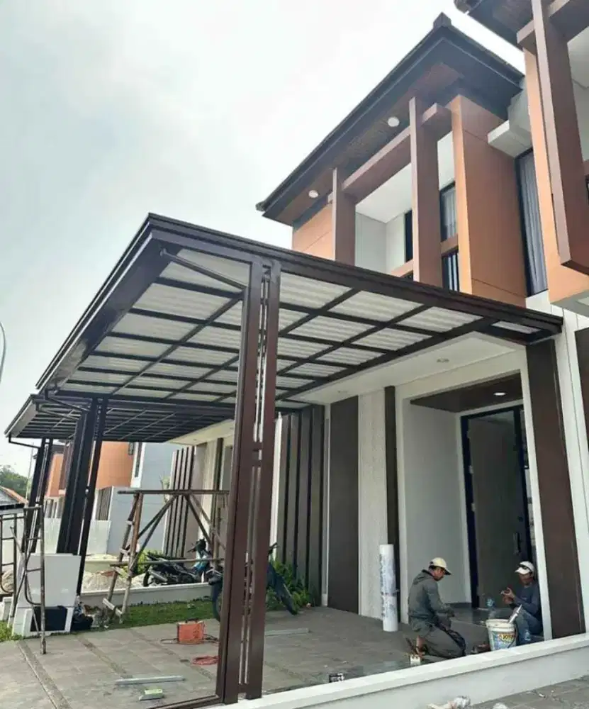 kanopi alderon double layer kombinasi talang air list profil