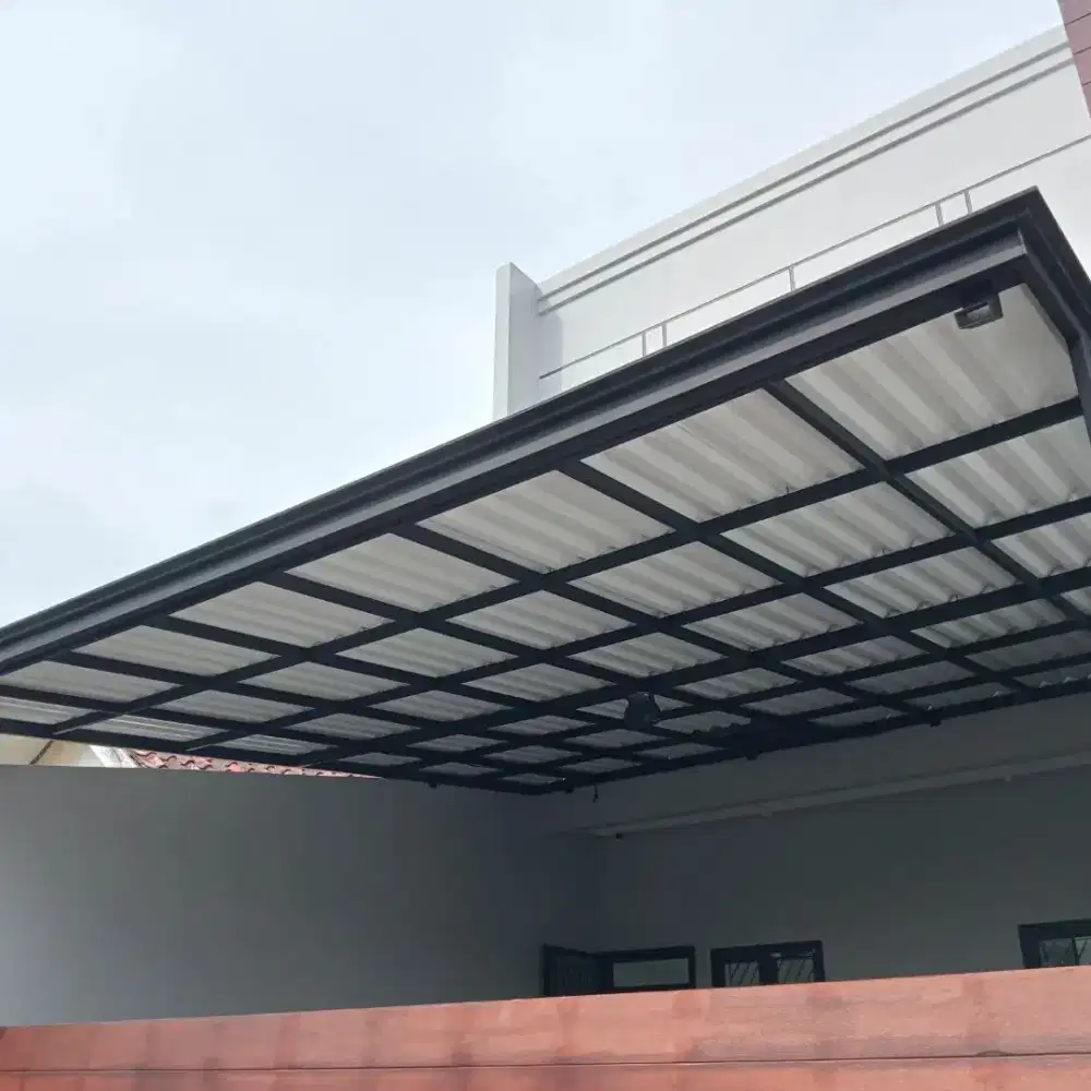 kanopi alderon double layer kombinasi talang air list profil