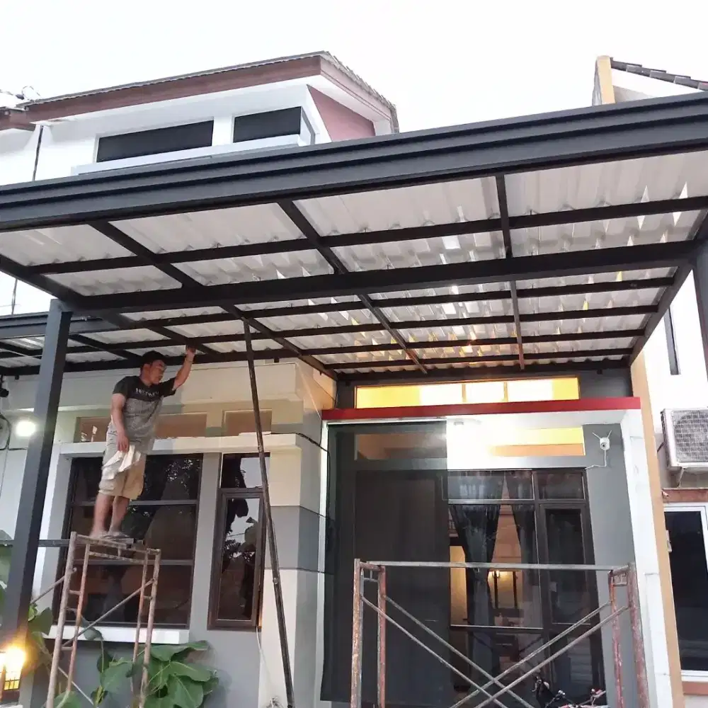 kanopi alderon double layer kombinasi talang air list profil