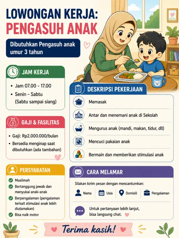 Lowongan kerja: Pengasuh Anak