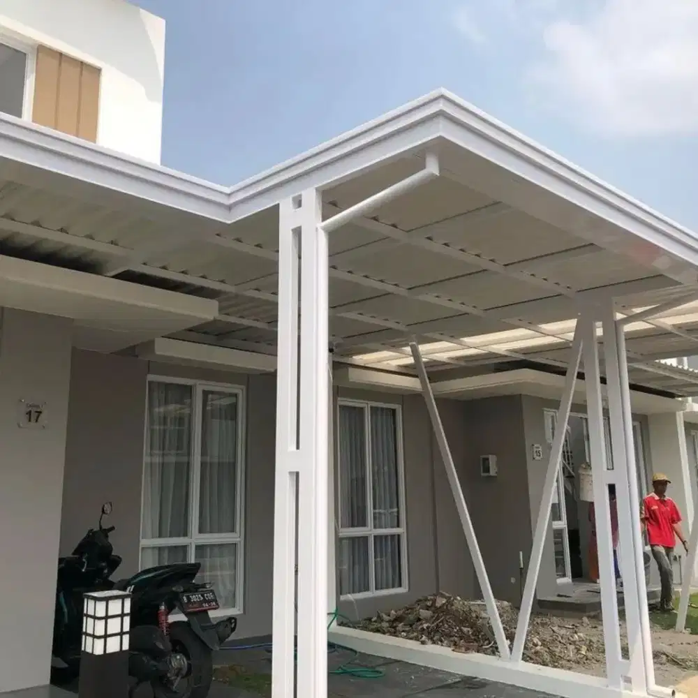 kanopi alderon double layer kombinasi talang air list profil