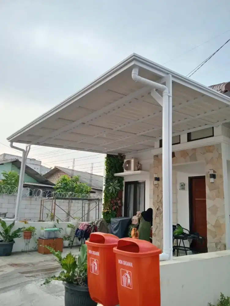 kanopi alderon double layer kombinasi talang air list profil