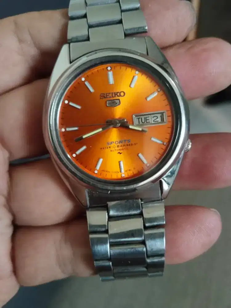 Jam Seiko 5 Sports Automatik Orange Dial Vintage