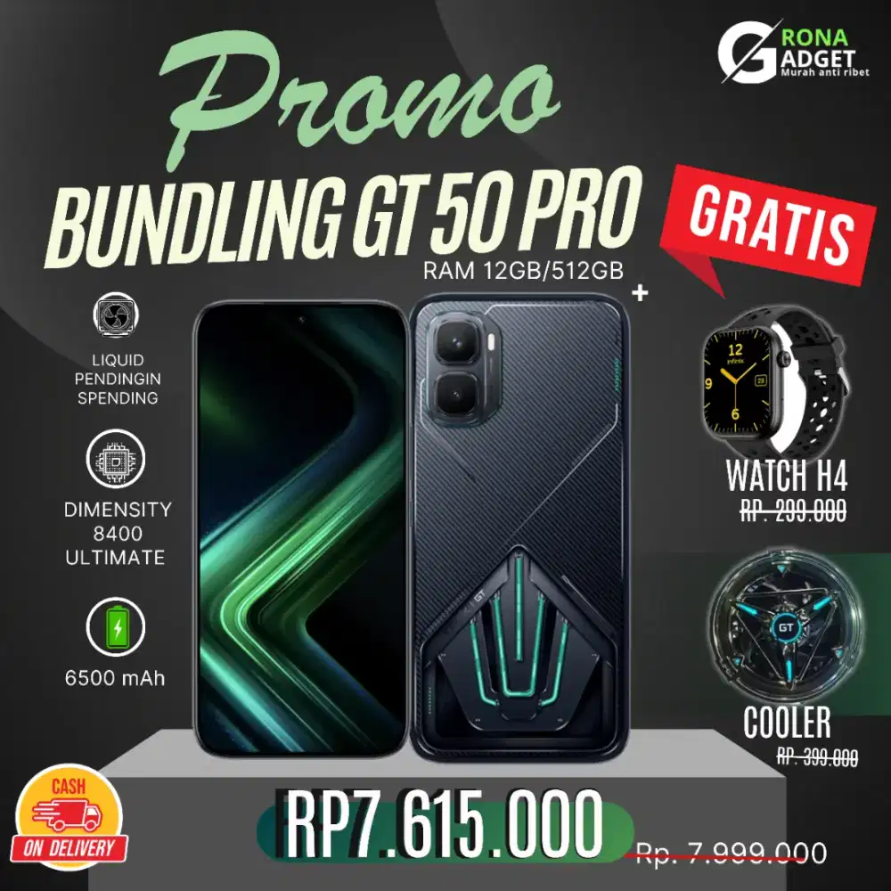 GRATIS JAM TANGAN & COOLER INFINIX GT 50 PRO RAM 12GB/512GB RESMI COD