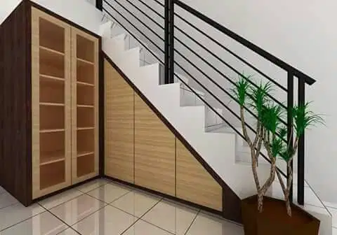 Lemari hpl bawah tangga