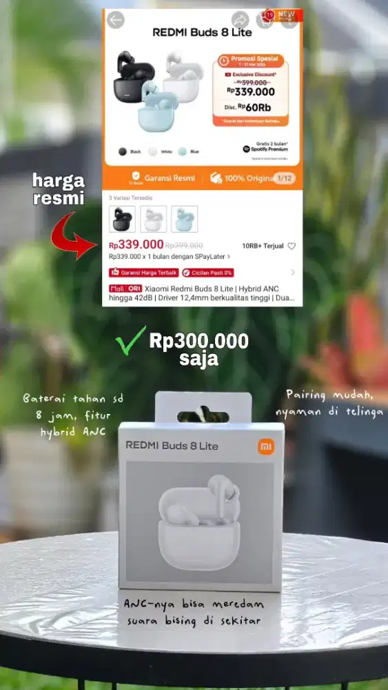 Redmi buds 8 lite. Baru. Original Xiaomi