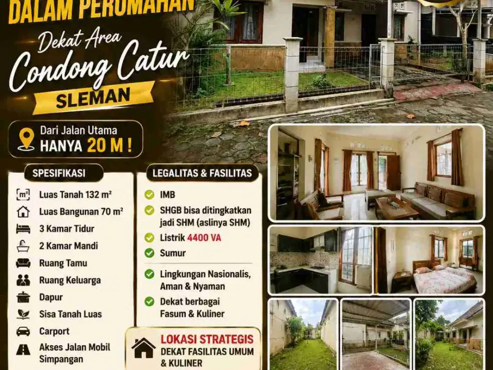 Rumah Siap Huni Dekat Condongcatur Sleman – 20m dari Jalan Utama, Harga 995 Juta