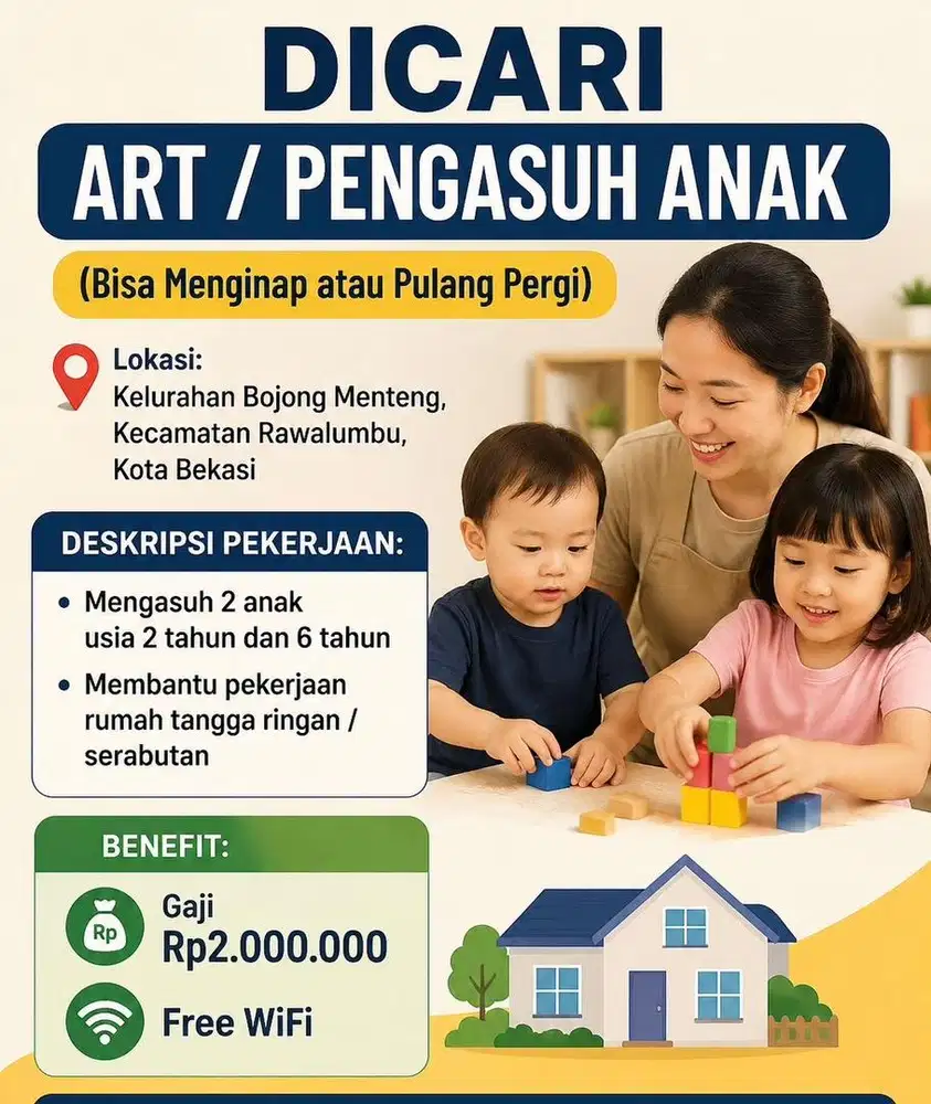 Dicari ART / pengasuh PP/ menginap