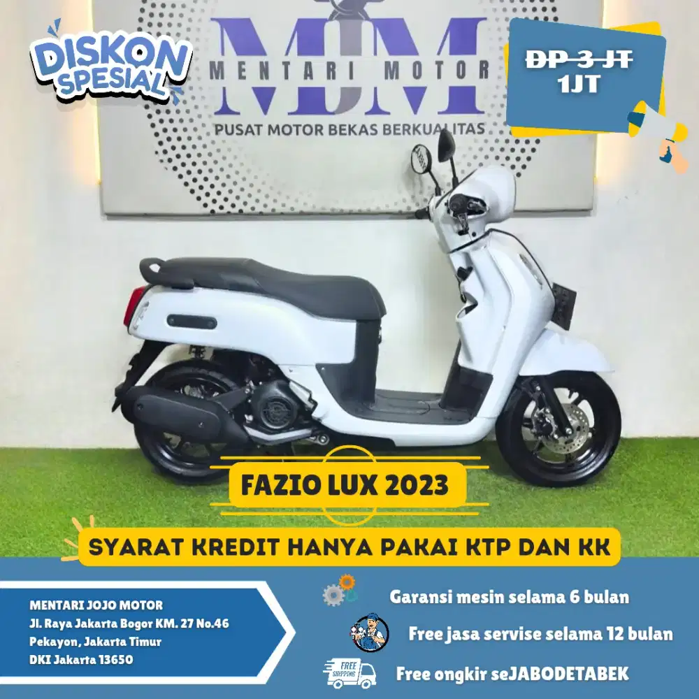FAZIO LUX 2023 DP 1JT GAS SYARAT KTP KK MENTARI JOJO MOTOR