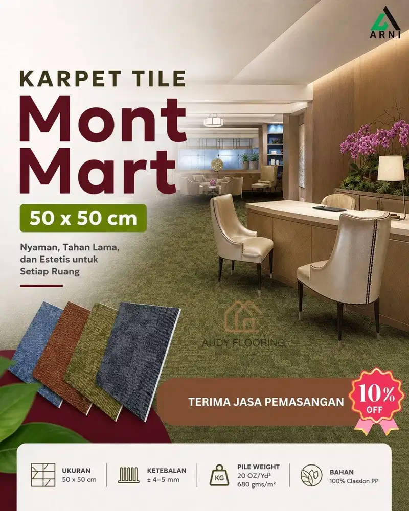 Karpet Tile Mont Mart | Karpet Kantor 50 x 50 cm | Karpet Tile Abstrak