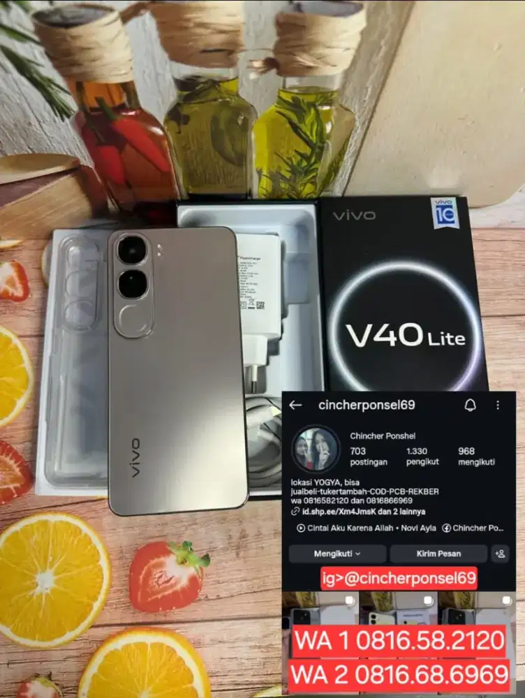 Jual hp likenew Vivo V40 lite ram 8gb grns sampai juli 2026
