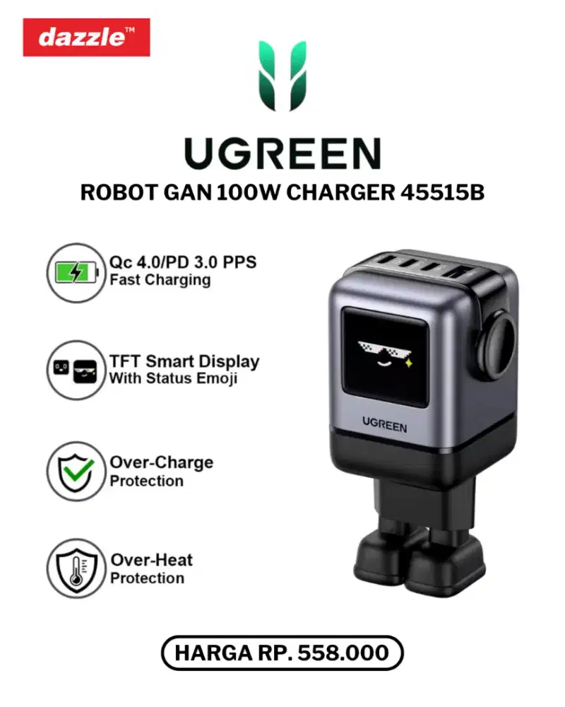 UGREEN ROBOT GAN 100W CHARGER (45515B)