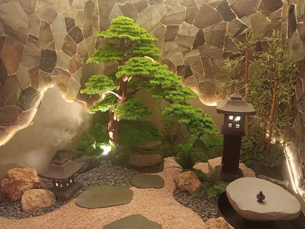 Taman indoor minimalis,taman kering minimalis