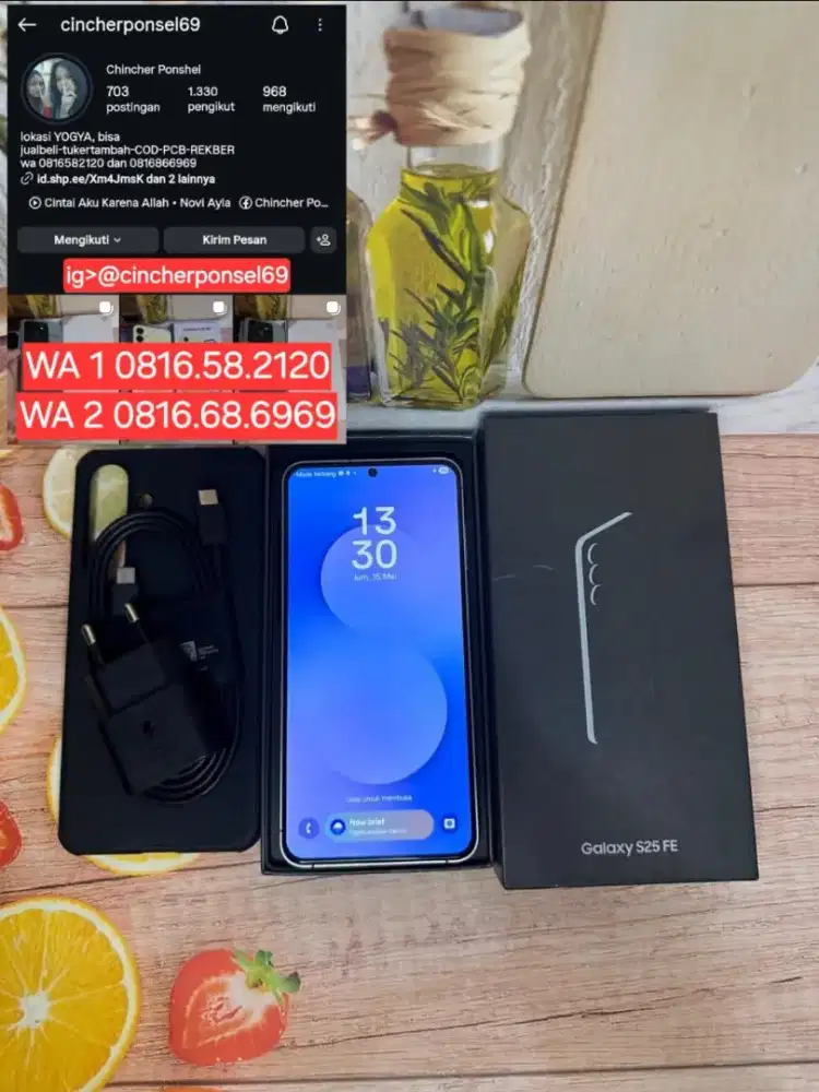 Jual hp LIKENEW SAMSUNG S25 fe 5g  istimewa FREE adaptor n case NILKIN