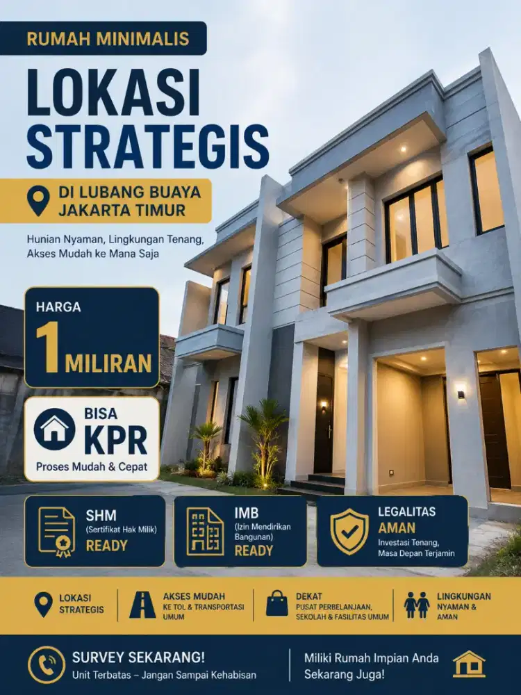 Rumah Minimalis Siap Huni di Lubang Buaya - Dekat Toll JORR
