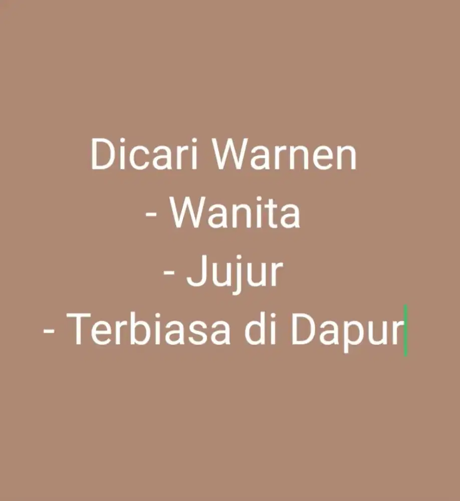 Dicari Warnen untuk motong sayuran