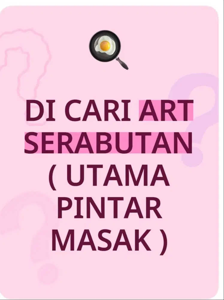 DI CARI ART ( siap bekerja dengan membawa ktp asli )