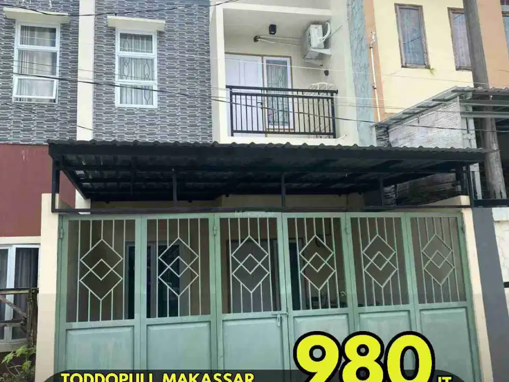 RUMAH 2 LANTAI TODDOPULI MAKASSAR. 3 KAMAR TIDUR. FREE FURNISH & ELEKTRONIK.