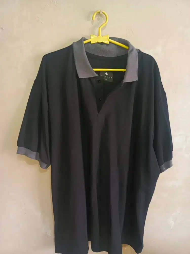 Kaos Polo Jumbo Kombinasi Hitam Putih Bahan Terbaik Like New Dimurahin