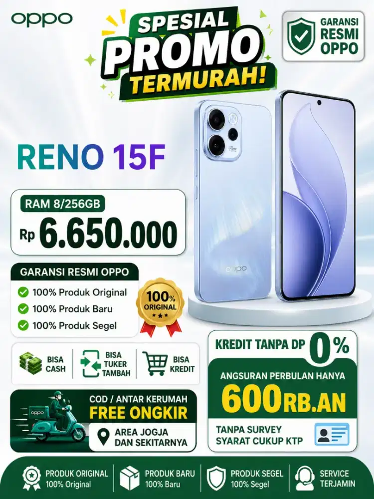 HP MURAH OPPO RENO 15F 8/256GB GARANSI RESMI