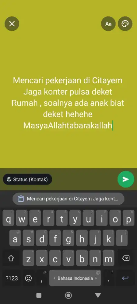 Mencari pekerjaan Konter Pulsa Di Citayem deket dari Rumah saya