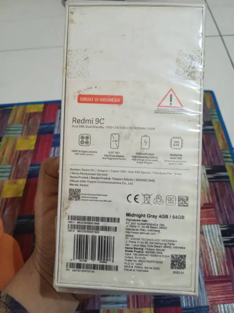 Jual Xiaomi resmi 9c ram 4/64 seken warna hitam abu abu