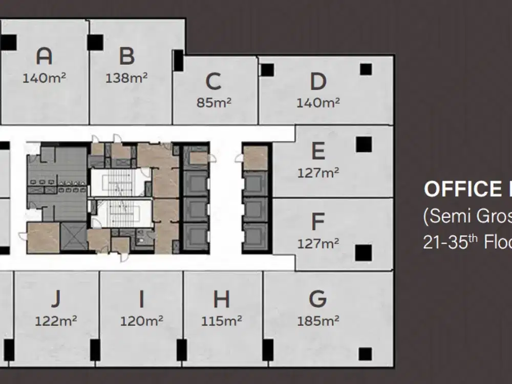 Dijual Kantor Menara Jakarta Kemayoran Tower Fortune High Zone Luas 185