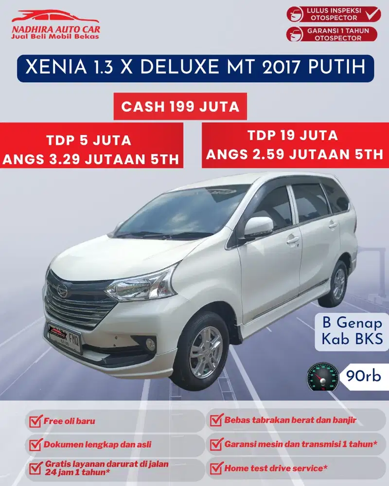 DP 6 Juta Xenia 1.3 X Deluxe MT 2017 Putih