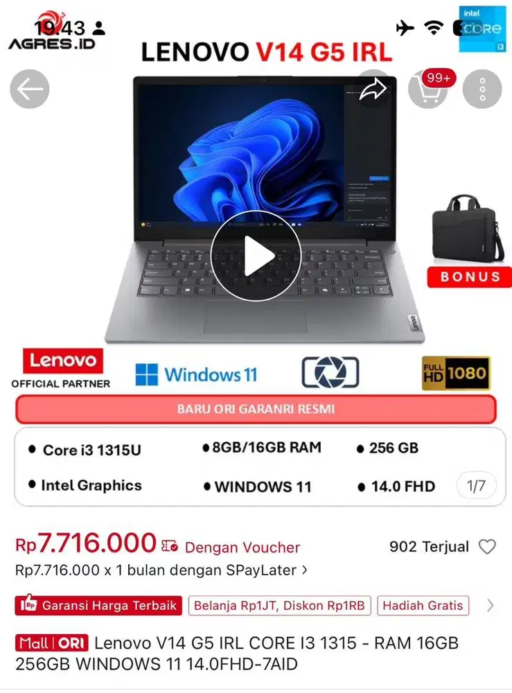 LENOVO V14 G5 IRL BARU HARGA SECOND