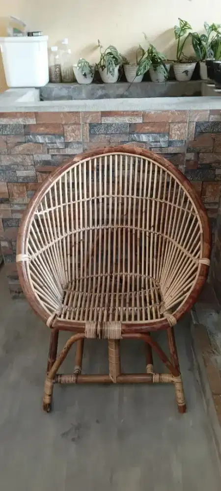 Kursi satu set meja bahan full rotan
