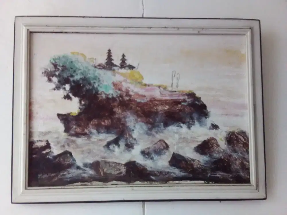 Lukisan Bali ( Tanah lot ). Kain kanvas asli.