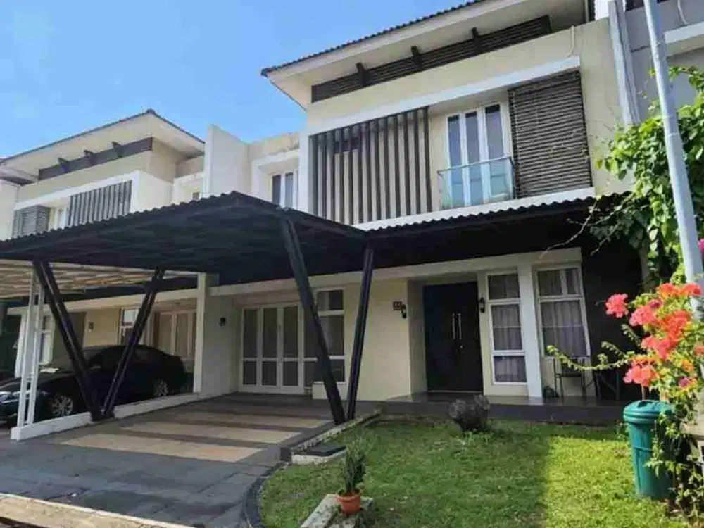 Dijual rumah cluster San Lorenzo dua lantai 10*18 full renovasi drop celling n LED strip