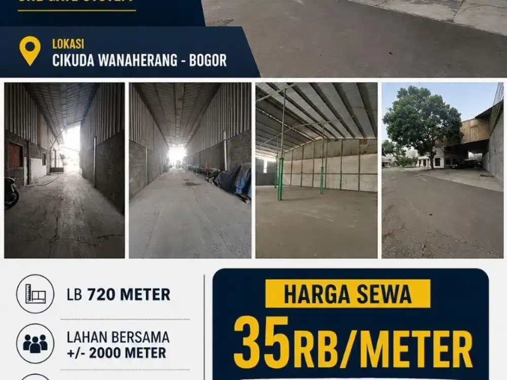 DISEWAKAN CEPAT GUDANG MURAH 720M2 AKSES KONTAINER 40 FT
