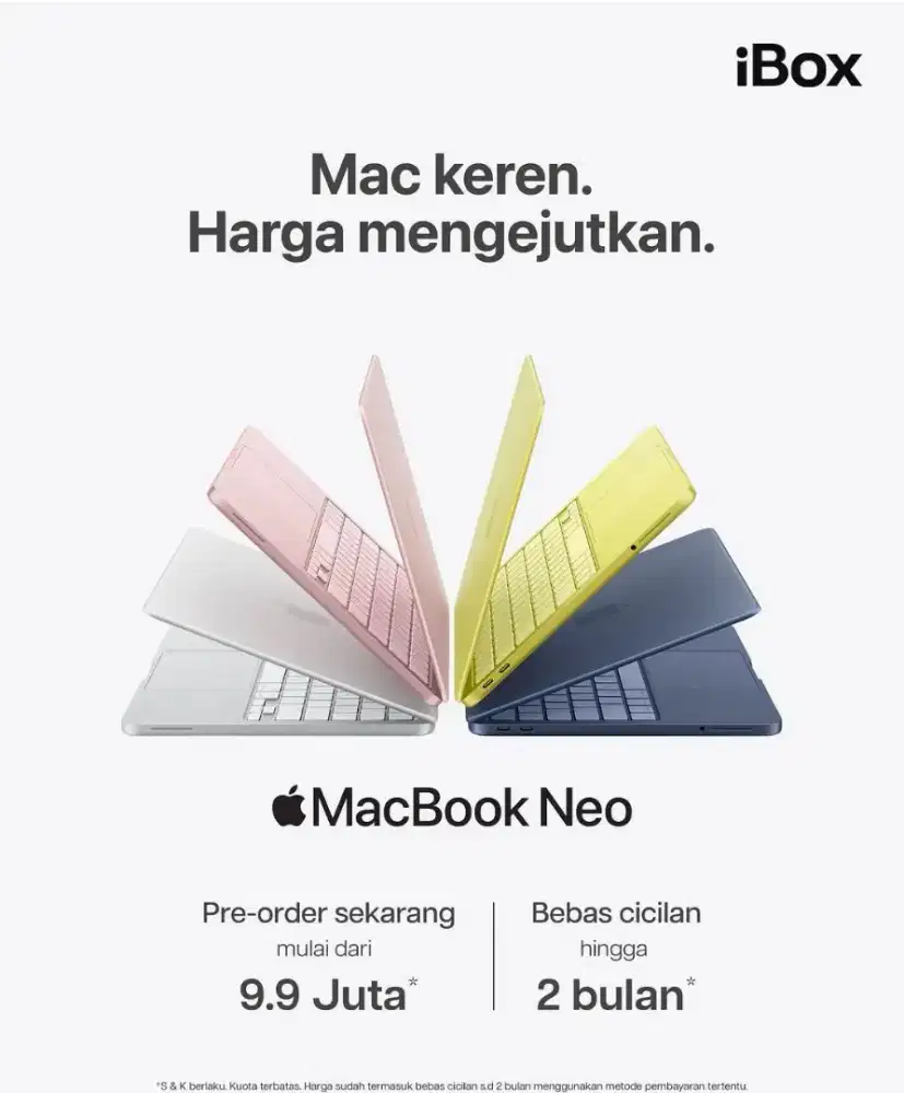 MacBook Neo Cicilan DP 0 Gratis 2x Angsuran