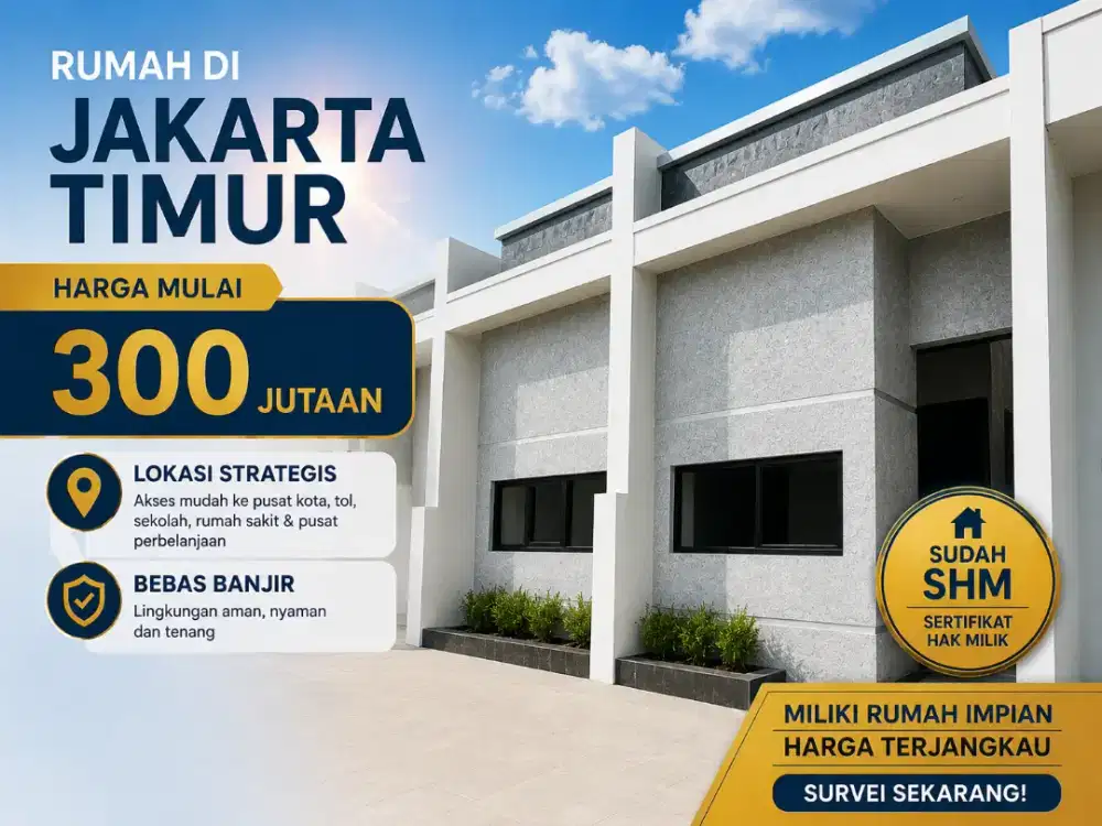 Rumah di Jakarta Timur Harga mulai 300Jutaan - bisa Cicil Tanpa Bunga