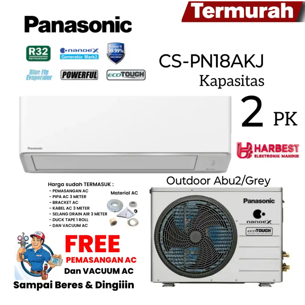 PANASONIC AC 2 PK CS/CU-PN18AKJ With NANOE-X PURIFIER SYSTEM ECOTOUGH