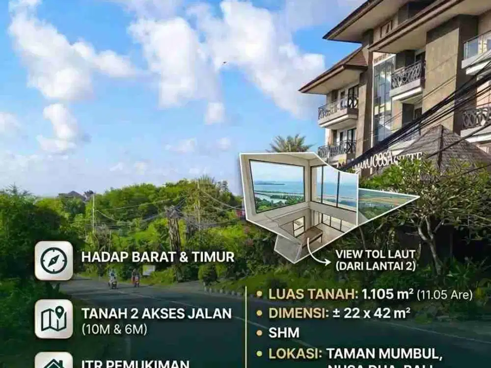 TANAH VIEW TOLL LAUT 2 AKSES JALAN DI TAMAN MUMBUL BALI