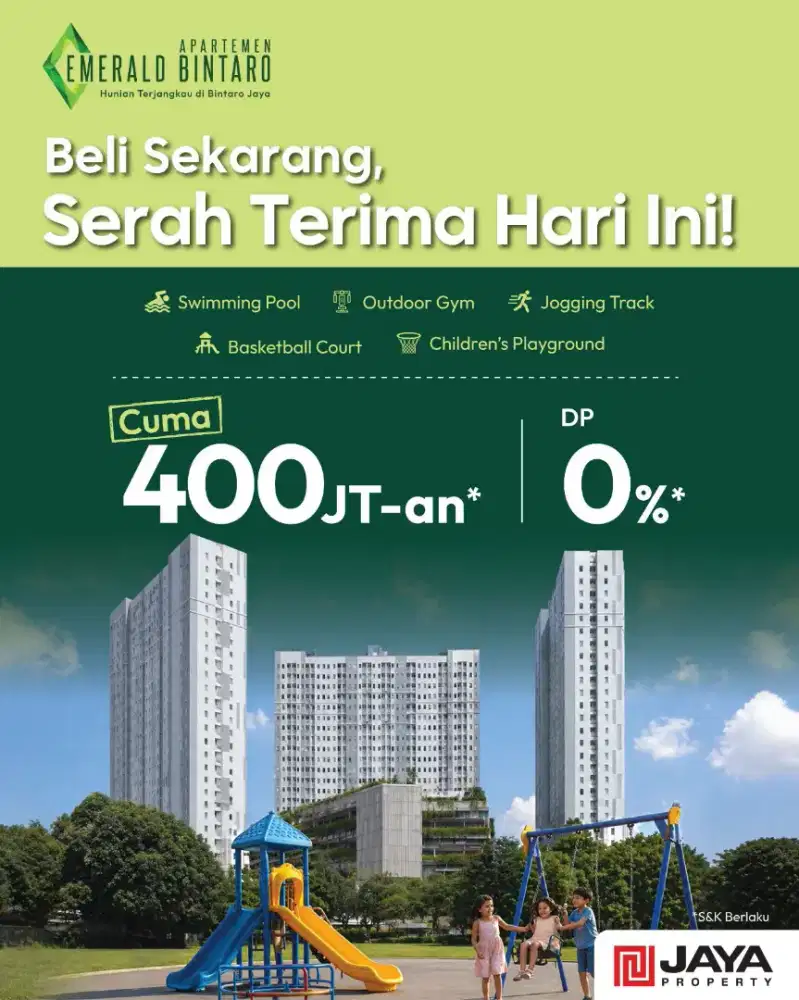 Di Jual Apartemen Emerald Bintaro  free AJB & BPHTB + IPL & AC