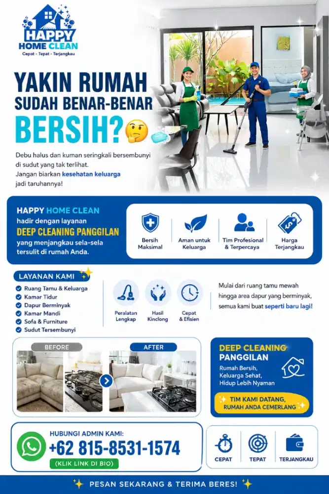 Jasa Cleaning Panggilan Profesional - Rumah Bersih & Wangi