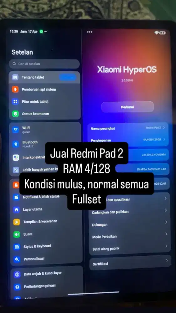 Redmi pad 2 4/148 fullset line new + keyboard mousee