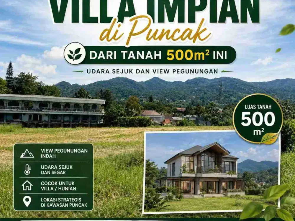 jual tanah dekat jalan raya utama puncak lokasi dekat Cimory dairiland