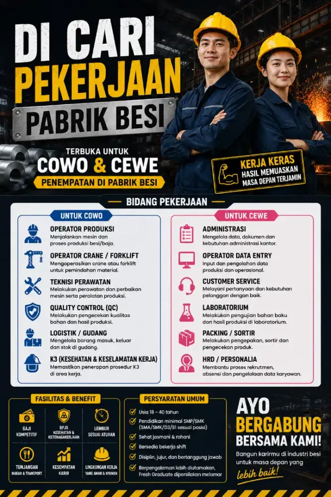 Lowongan Kerja Pabrik Besi – Masuk Cepat!