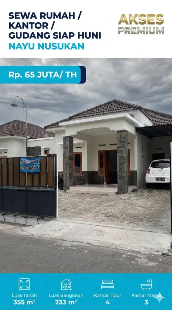 Sewa Rumah Kantor Mess Karyawan Nayu Akses Premium