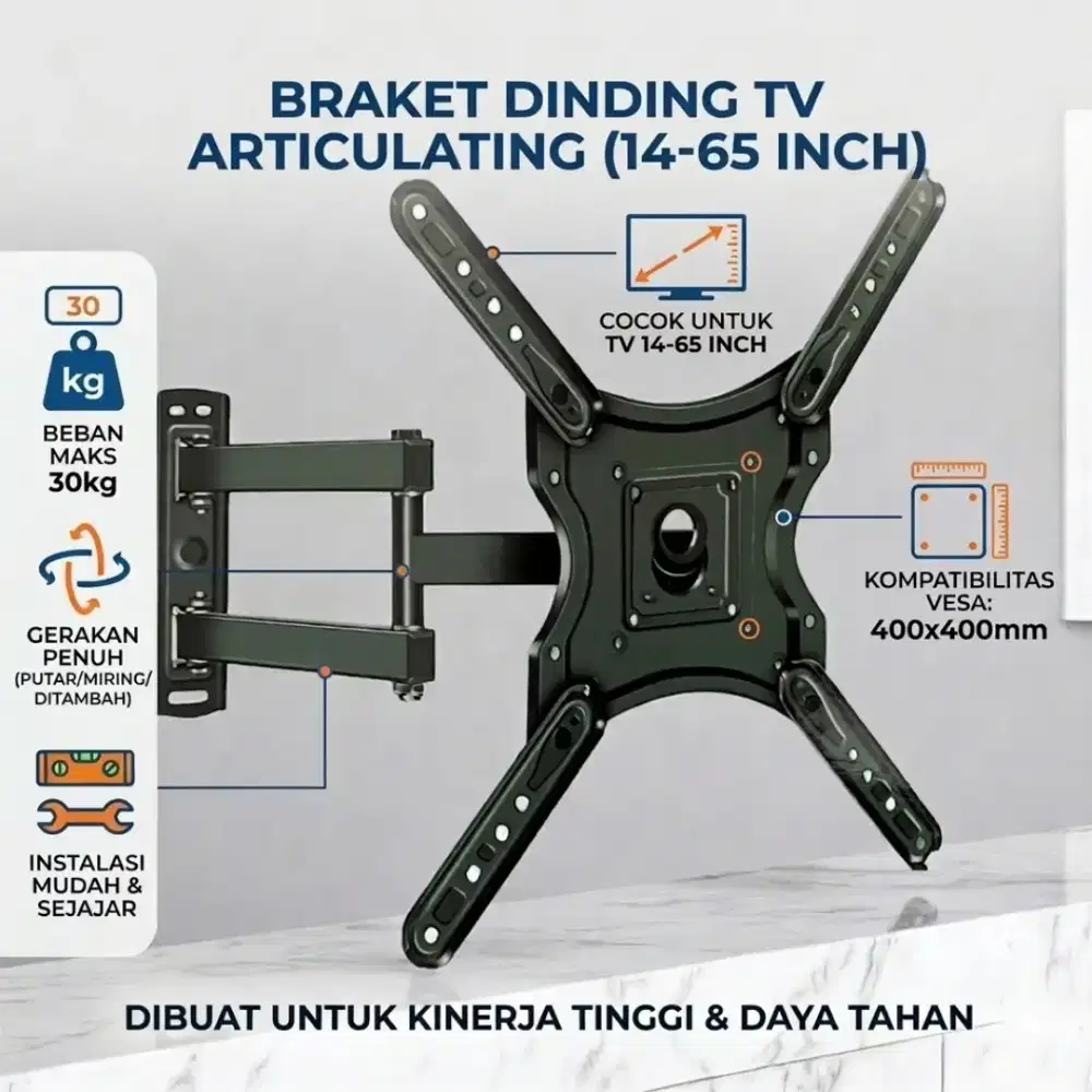 Taffware Bracket TV Wall Mount Vesa 400x400 for 14-65 inch