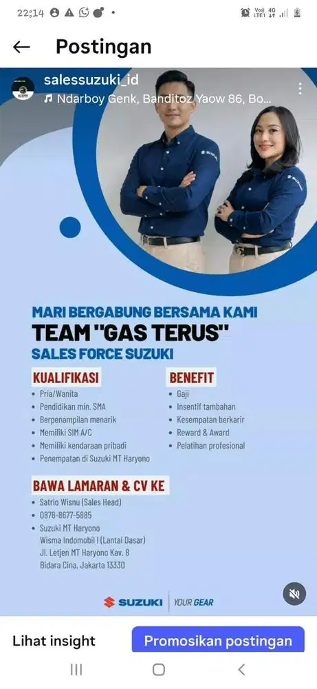 Lowongan kerja sales mobil suzuki