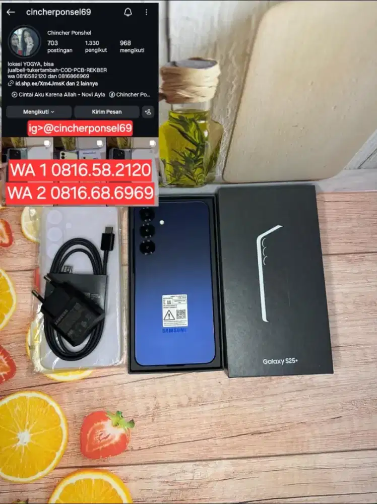 Jual hp likenew SAMSUNG S25 plus 5g ram 12gb super istimwa fre adaptor