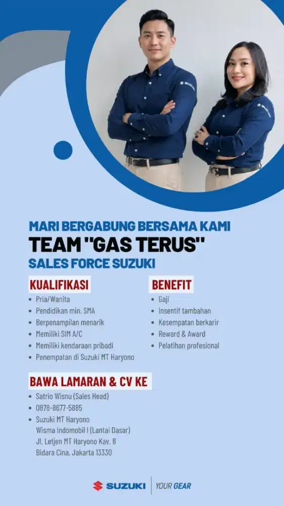 Lowongan Pekerjaan Sales Executive Mobil Suzuki