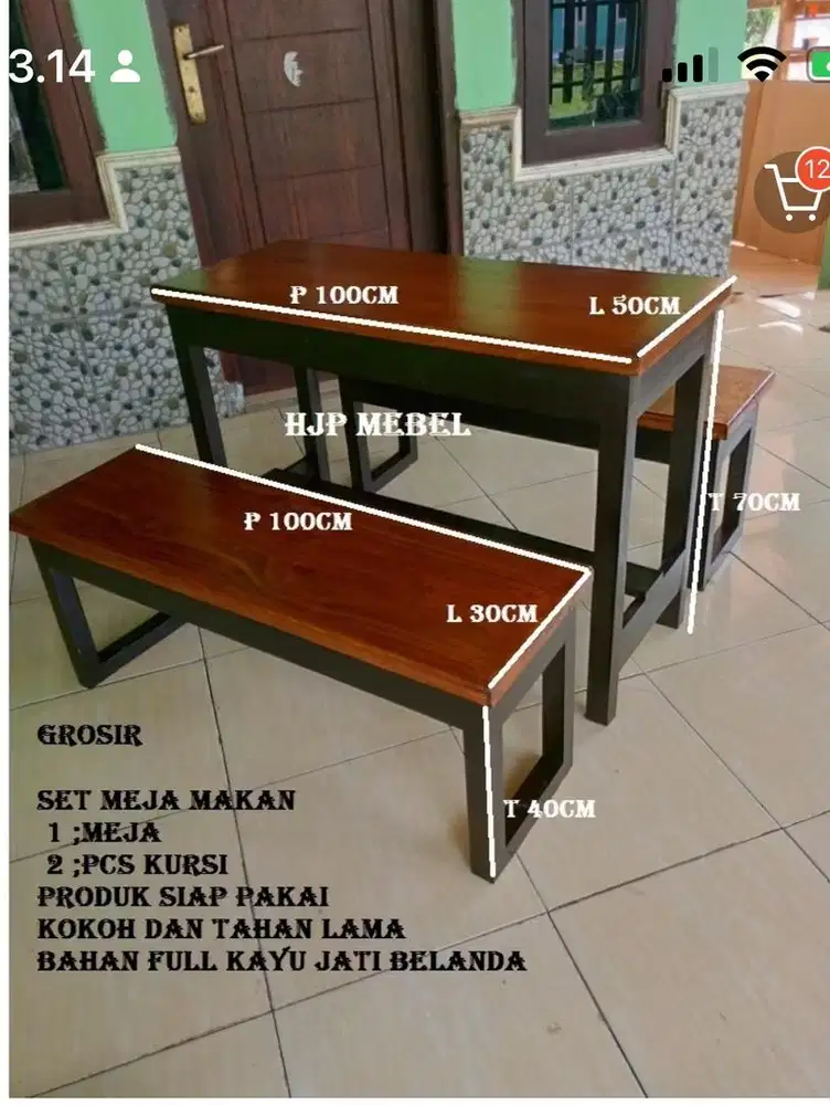 Meja makan makan full kayu jati belanda