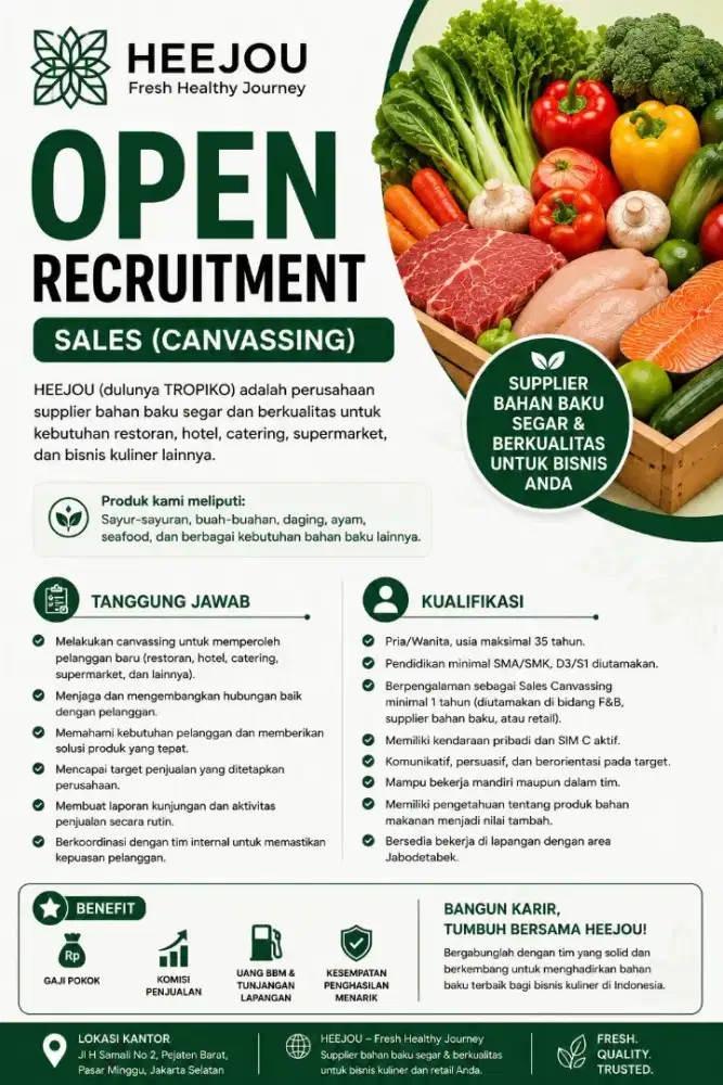 Lowongan Sales Canvassing - HEEJOU Jakarta Selatan