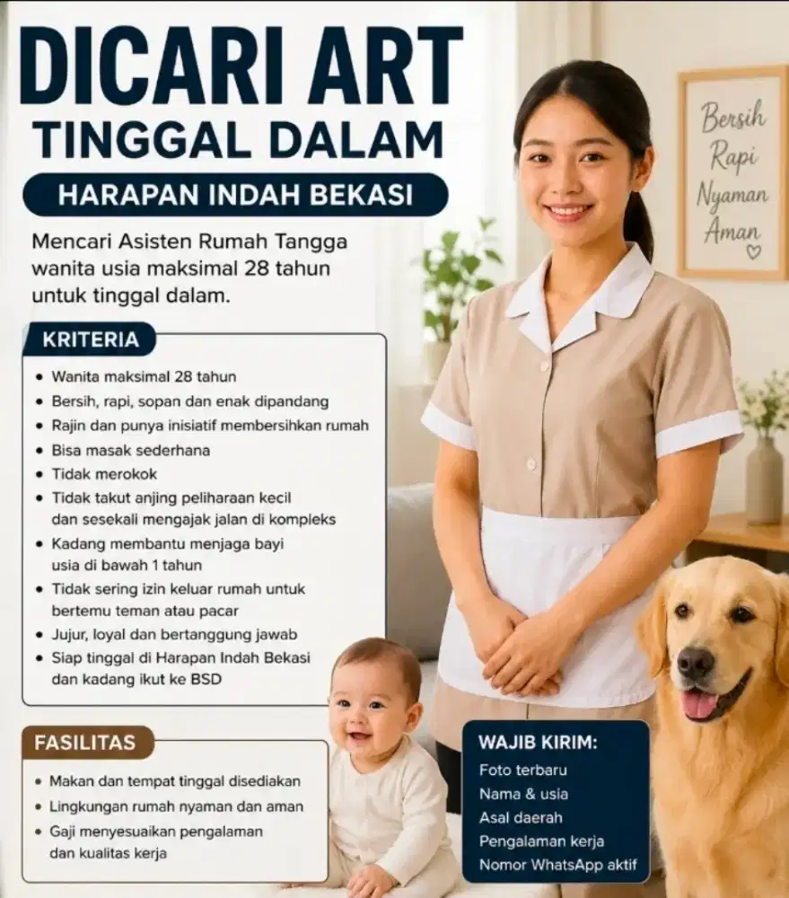 DICARI ART TINGGAL DALAM HARAPAN INDAH BEKASI